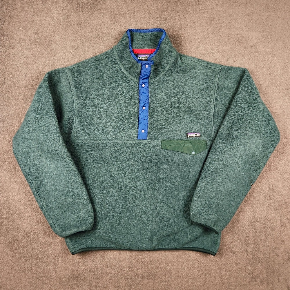 Vintage Patagonia Synchilla Snap-T Pullover Mens Medium Green Fleece 1992 25530